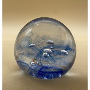 Studio Art Glass Clear Blue Bullicante Paperweight Bend Oregon 1990